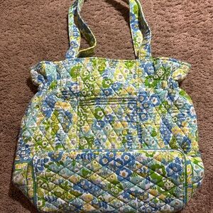 Vera Bradley English Meadow Cinch Tote Bag Purse Floral Blue Yellow